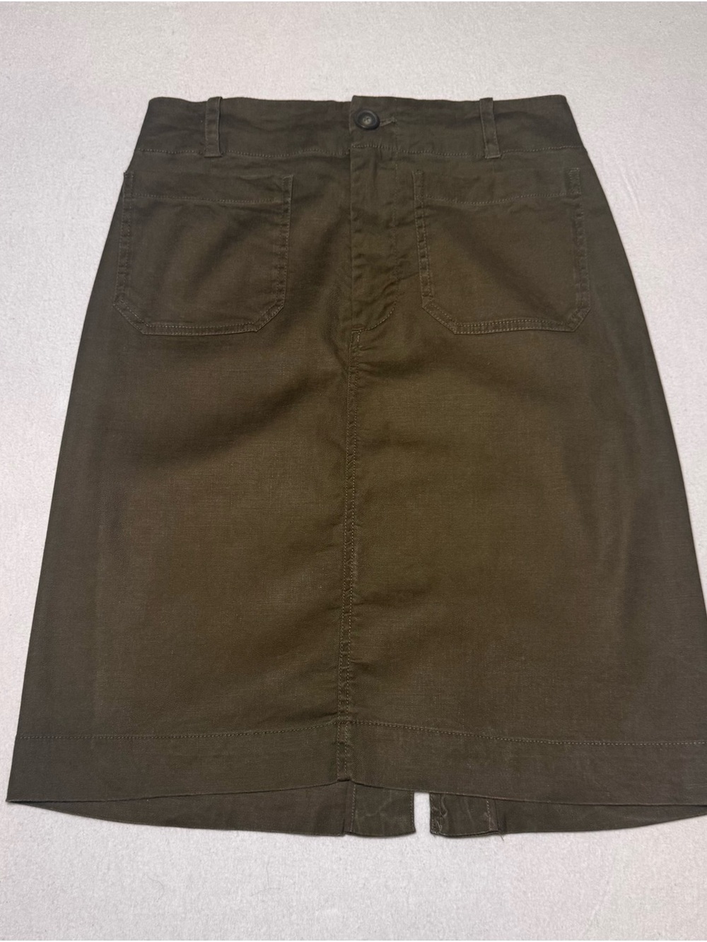 Maeve Anthropologie Olive Utility Pencil Skirt,Olive,Linen Blend, Career, boho